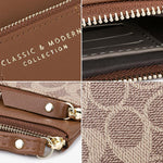 PALAY Women's Wristlet Clutch Wallet with Zipper Pouches and Hand Strap | PU Brown 18.7x11cm