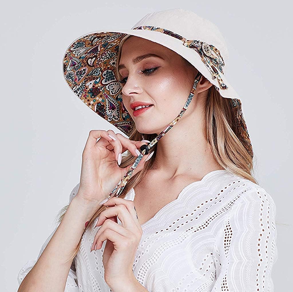 PALAY® Womens Sun Hat, Both Sides Wear, UPF 50+ Garden Beach Hat for Women Foldable Wide Brim Hat for Girls