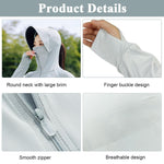 PALAY Women's Sun Protection Jacket UPF 50+ for Outdoor Running and Hiking | Lightweight Nylon Zip Hoodie with Face Mask Grey