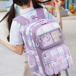 PALAY School Backpack for Girls with 28×17×41cm Multi Layer Design and Ergonomic Back | Oxford Cloth Purple Set