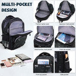 PALAY Starry Sky 6-Wheel Trolley School Backpack with Detachable Trolley