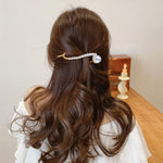 PALAY Hair Clips for Women featuring Alloy Pearl Banana Clip for French Twist Hairstyles | Elegant Metal Claw Accessory for Daily and Party Wear