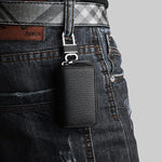 PALAY Car Key Case for Smart Key Fob with O Ring Chain 8 x 5 x 3 cm Genuine Leather Black