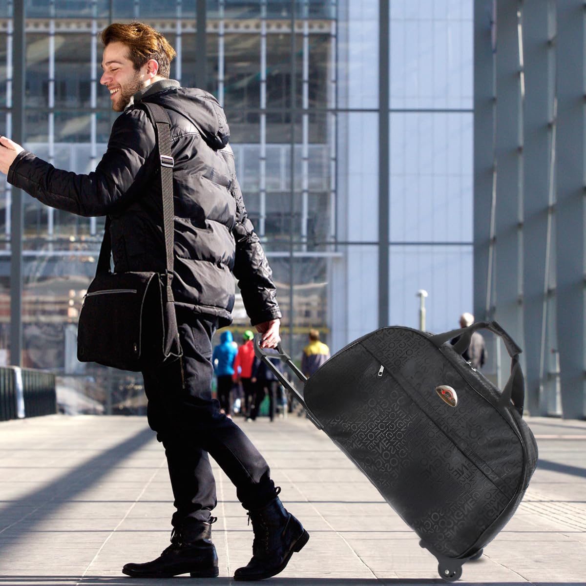 Palay Travel Luggage for Short Trips featuring Wheeled Duffel Design 60 x 38 x 28 cm Black