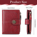 PALAY Small Wallet for Women with 10 Card Slots and Zipper Coin Pocket | PU Leather Red Purse