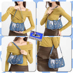 PALAY Shoulder Bag for Girls featuring 23x7x13cm compact design with chain strap and zipper closure | Blue Canvas Handbag