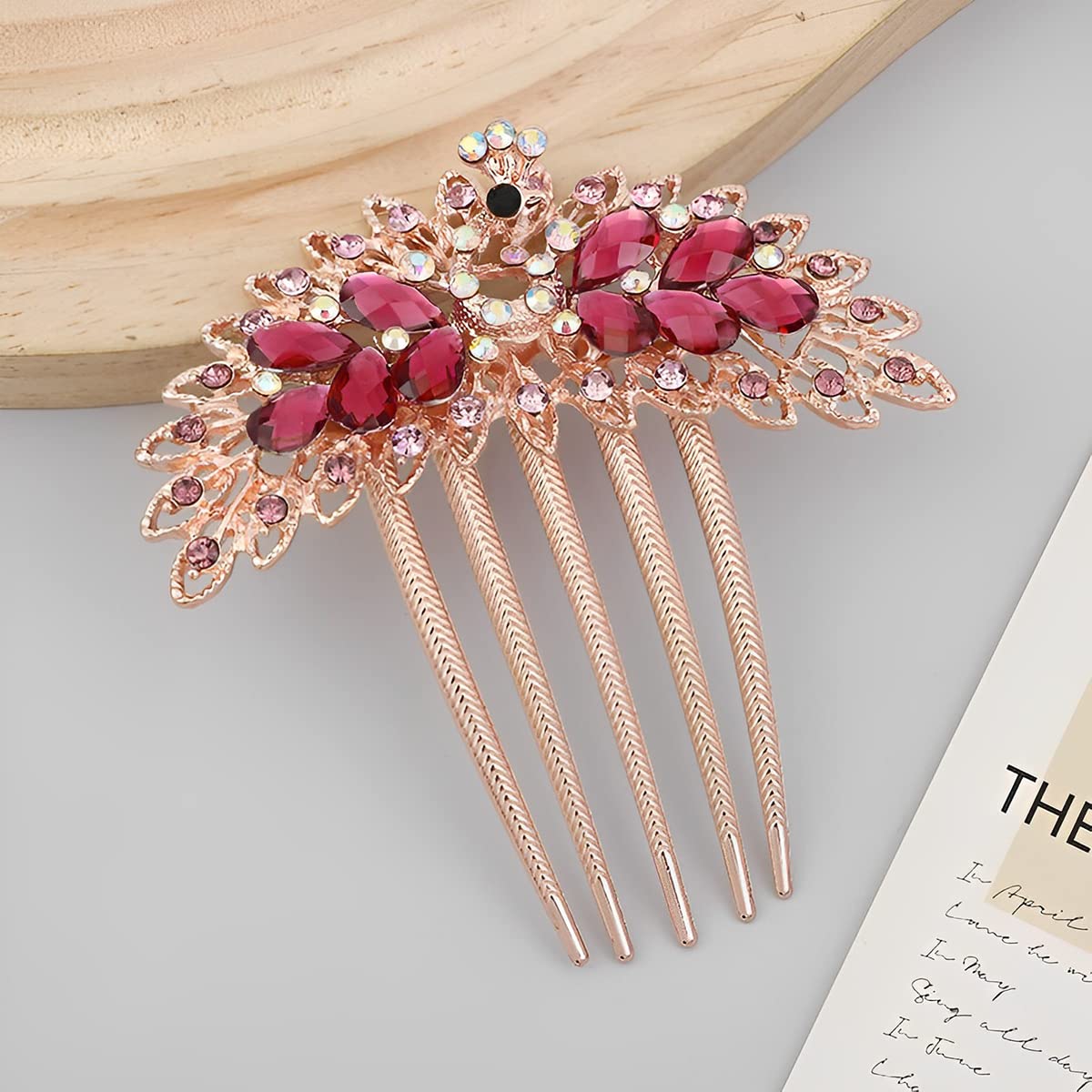 PALAY® Comb Clips for Hair for Women Peacock Generous Crystal Hair Accessories for Women Stylish Metal Hair Comb Pins Bun Hair Side Combs Bridal Headpiece