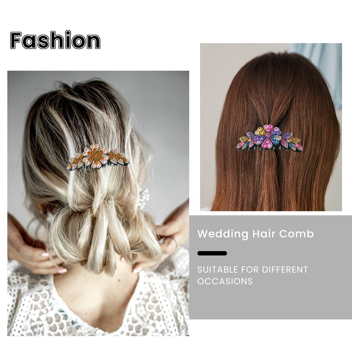 PALAY Hair Comb Clips for Women featuring Rhinestone Flower Design 10×11 cm | Elegant Bridal Bun Accessory