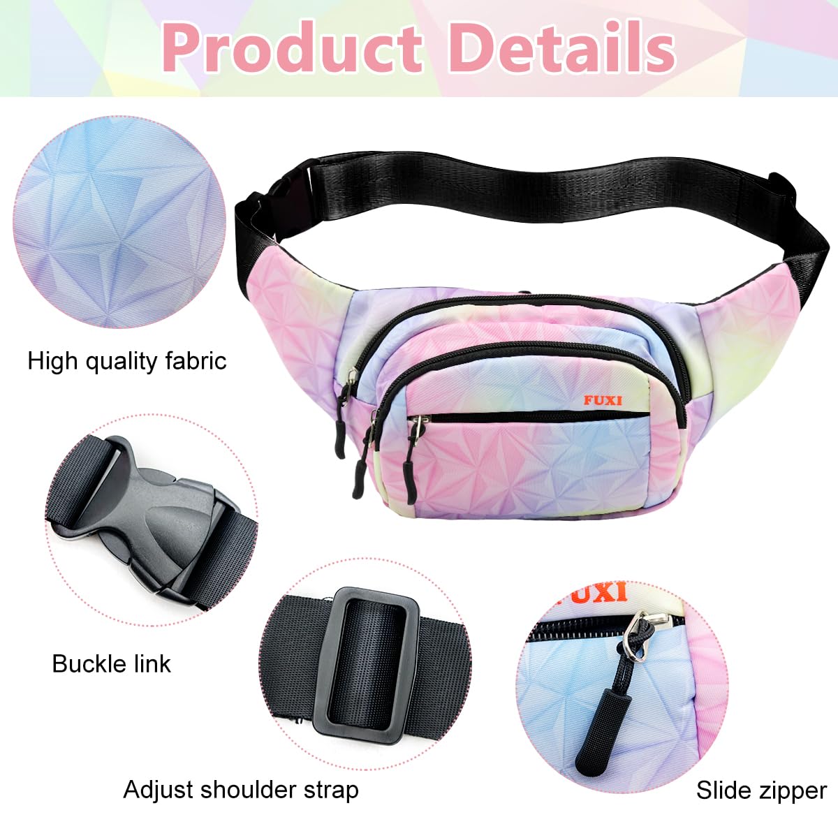 PALAY Waist Bag for Women with Three Zipper Pockets and Quick Release Buckle | Oxford Cloth Travel Fanny Pack