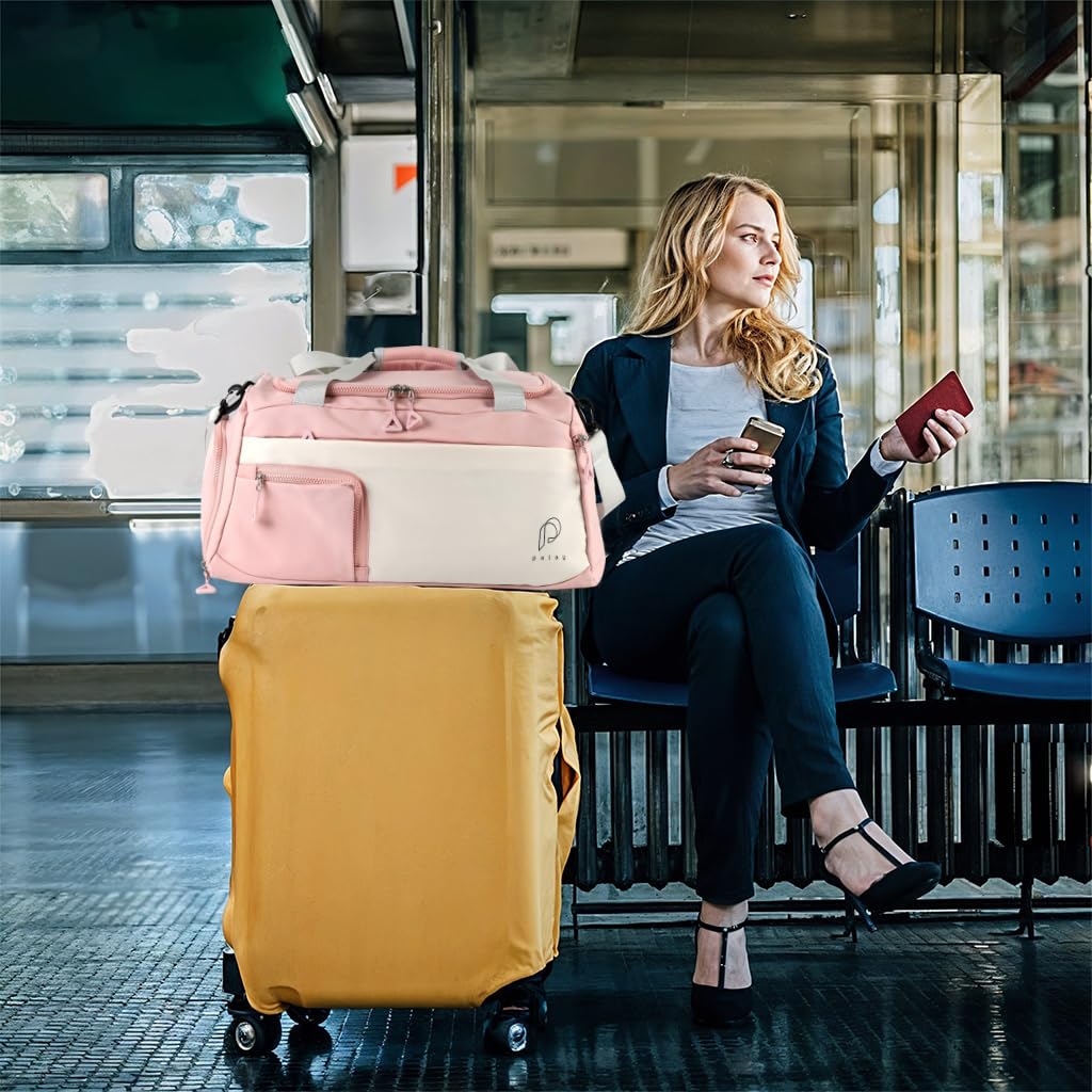 PALAY Gym Bag for Fitness and Travel with Shoe Compartment featuring Waterproof Oxford Cloth | Lightweight Shoulder Duffle in Pink