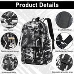 PALAY® Travel Backpack Casual Backpack Nylon Backpack School Students Backpack Lightweight Fashion Graffiti Print Black Backpack Outdoor Travel Backpack Laptop Backpack