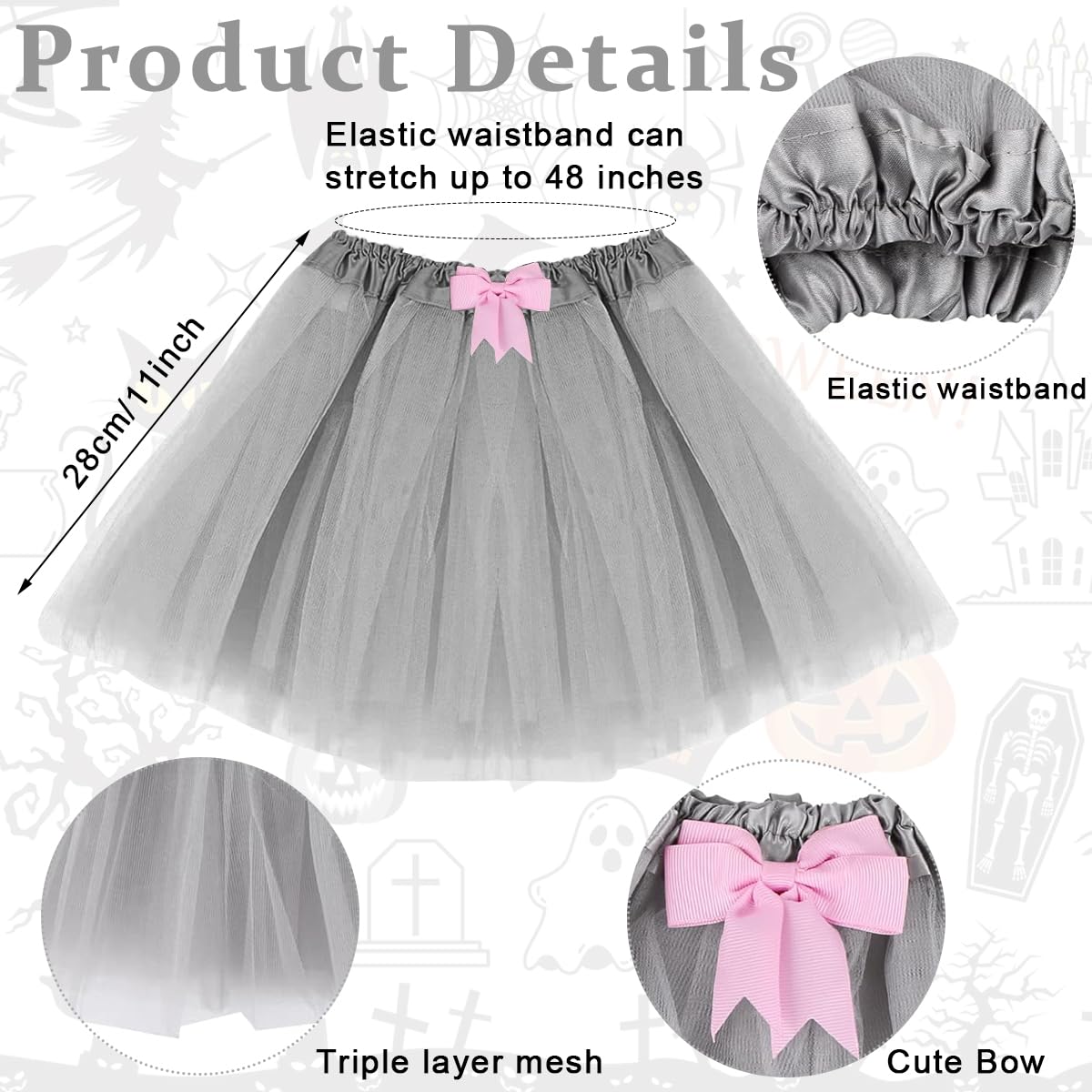 PALAY® Animal Tutu Skirt Costume Set, Halloween Animal Costume Accessories Headband Tail Ears Bow Tie Tail Tutu for Toddler Kids Fancy Dress Up Birthday Costume Cosplay, Cow