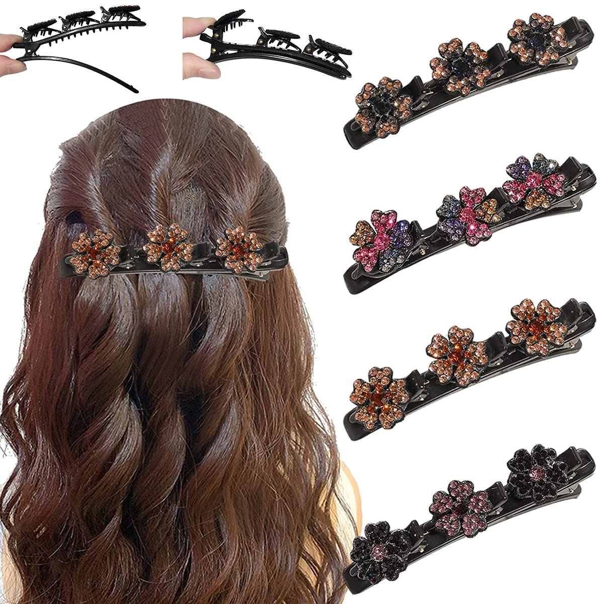 PALAY Hair Braid Pearl Hair Clip Set for Girls with 3 Claw Design and Resin Material | 4pcs