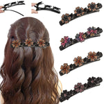 PALAY Sparkling Braided Hair Clips for Girls with Crystal Stones and Metal Spring | 4Pcs Multi Color Styling Accessories
