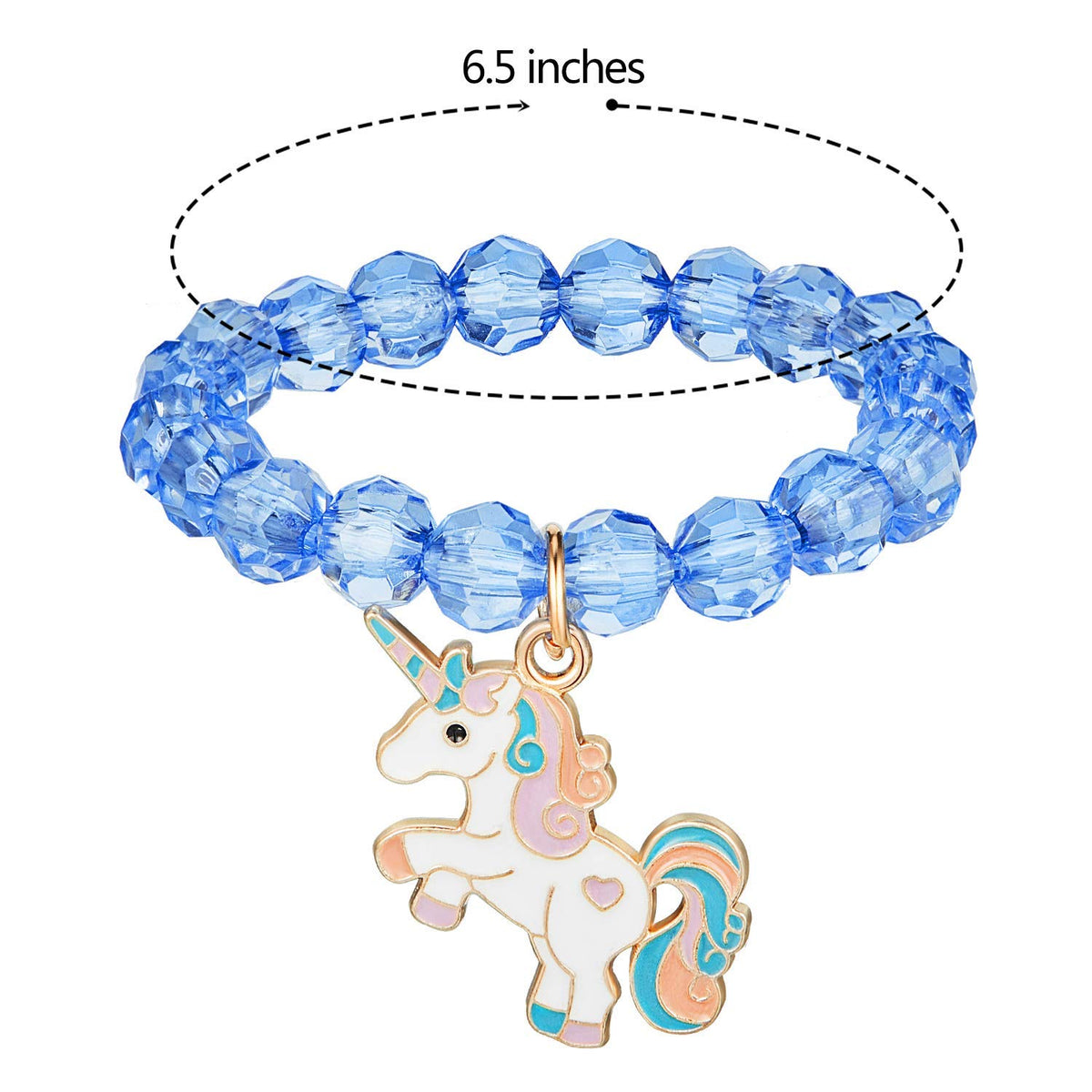 PALAY Unicorn Bracelet for Kids with 9 Crystal Beaded Designs featuring Cute Unicorn & Rainbow Charms