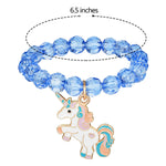 PALAY Unicorn Bracelet for Kids with 9 Crystal Beaded Designs featuring Cute Unicorn & Rainbow Charms