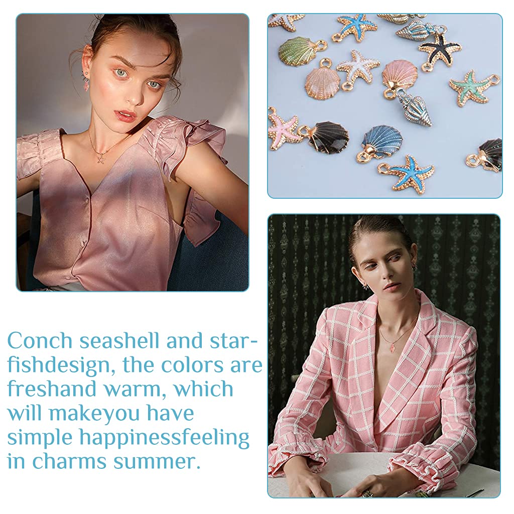 PALAY Zinc Charm for Jewelry Making featuring Marine Life Shell Starfish Conch | 30 Pcs White