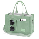 PALAY Tote Bag for Women with Multi Pocket Layout and Removable Shoulder Strap | Mint Green Canvas