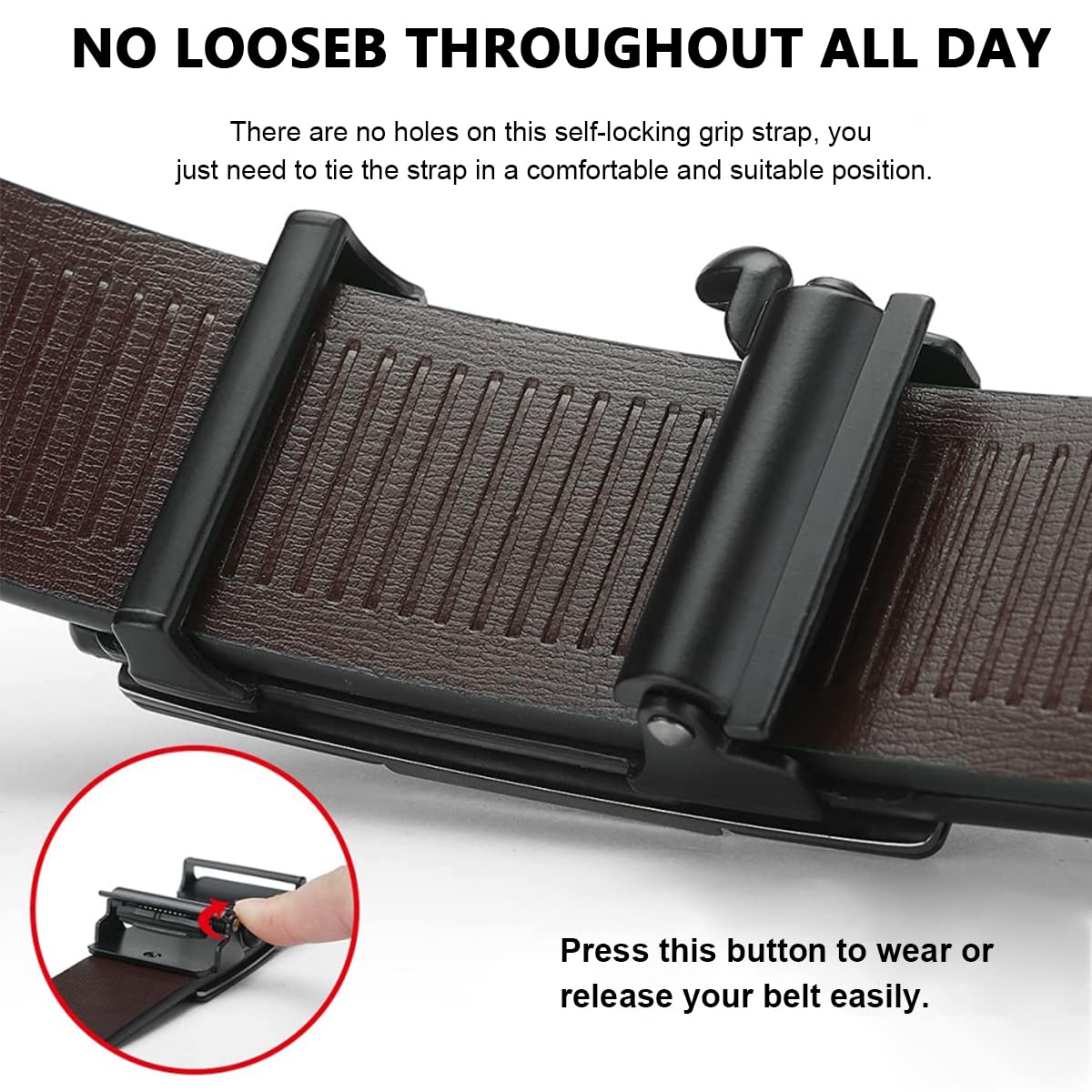 PALAY Leather Belt for Men 130cm with Automatic Slide Lock Buckle | Black PU for Casual and Formal
