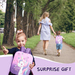 PALAY Kindergarten Backpack for Girls with 26x32 cm Size and Padded Straps | Purple Waterproof Unicorn Design