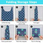 PALAY® 6Pcs Shopping Bags Reuseable Grocery Bags Folding Pocket Grocery Bag Waterproof & Lightweight Fashion Print Oxford Cloth Grocery Bags