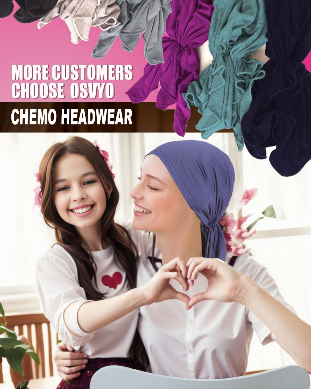 PALAY Stretchy Head Scarf for Women with Pre-Tied Wrap and Soft Modal Cotton | 2 PCS Grey