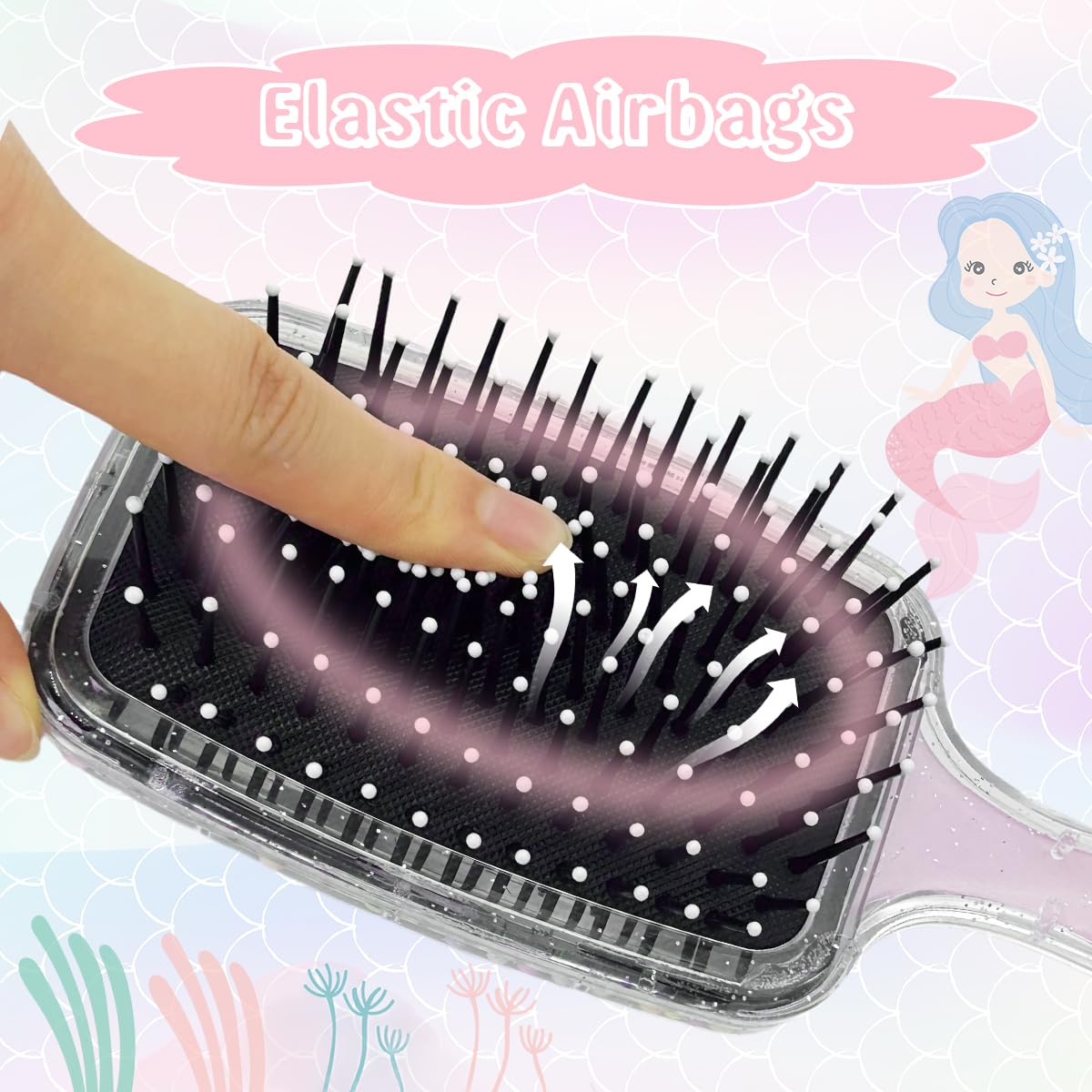 PALAY® Women Paddle Hair Brush Paddle Hair Brush Kawaii Cartoon Paddle Hair Brush Soft Touch Scalp Massager Detangler Hair Brush Hair Styling Brush, 8.2x3.1 Inches