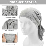 PALAY Stretchy Head Scarf for Women with Pre-Tied Wrap and Soft Modal Cotton | 2 PCS Grey