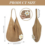 PALAY Crochet Mesh Beach Bag with Flower Brooch Knit Tote