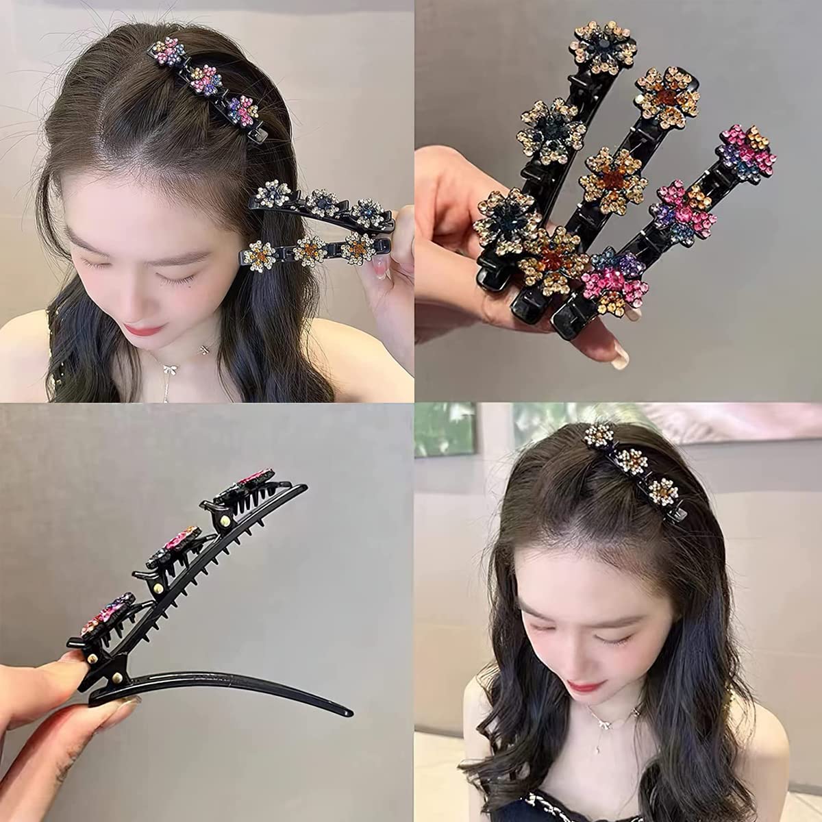 PALAY Hair Braid Pearl Hair Clip Set for Girls with 3 Claw Design and Resin Material | 4pcs