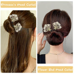PALAY Juda Hair Bun Accessories for Women with Hidden Wire & White Floral Rhinestones | Quick Bun Maker for Daily and Party Hairstyles