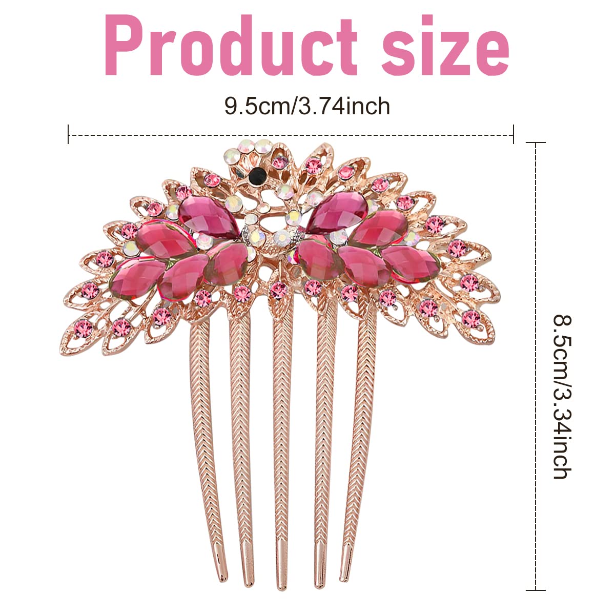 PALAY® Comb Clips for Hair for Women Peacock Generous Crystal Hair Accessories for Women Stylish Metal Hair Comb Pins Bun Hair Side Combs Bridal Headpiece