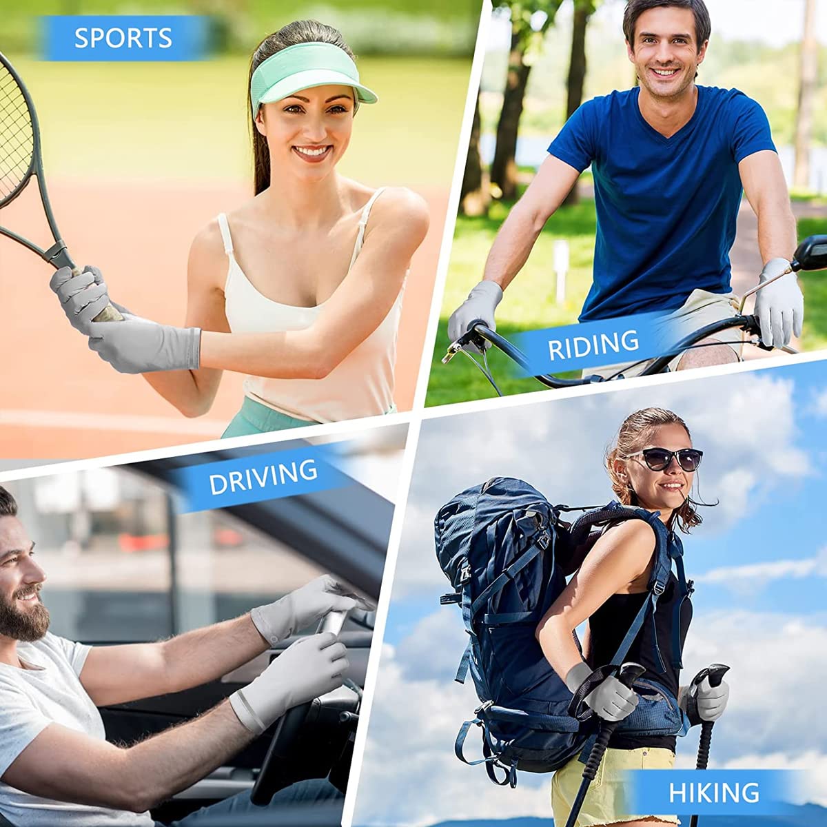 PALAY® Sun Protection Gloves Women Non Slip Hand Gloves for Bike