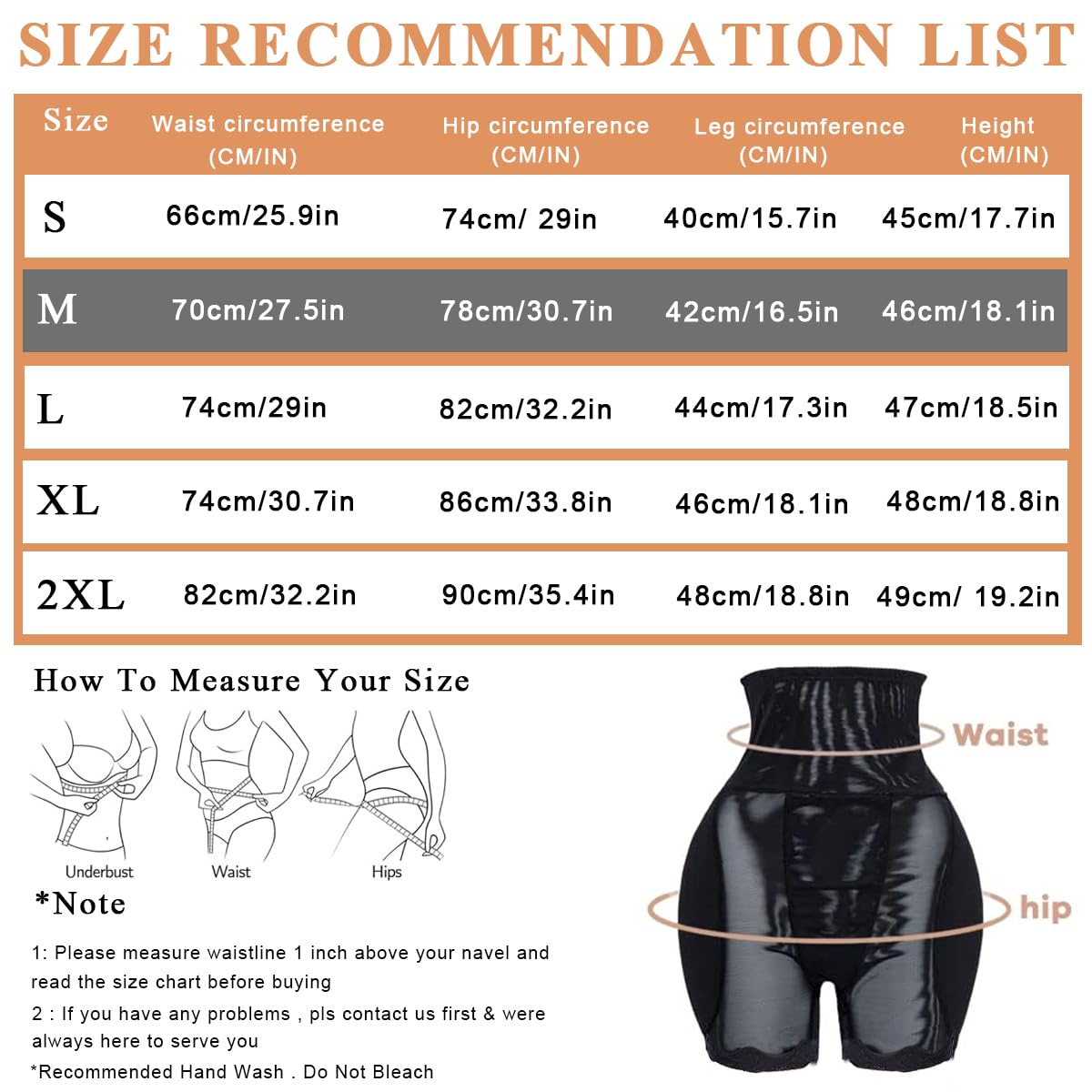 PALAY Hip Pads for Women with 2 Insert Pads and High Waist Dacron Shapewear 70cm Black
