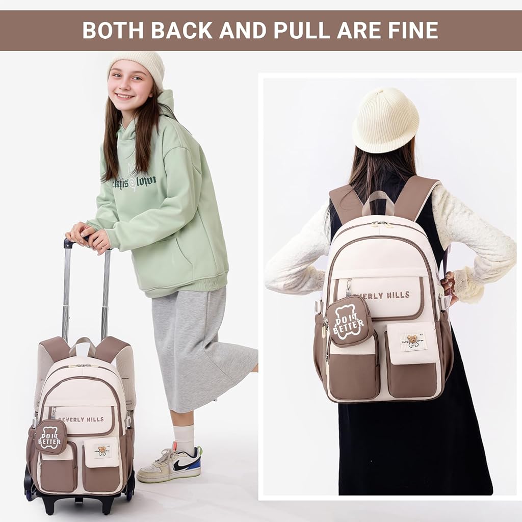 PALAY® School Backpack for Girls with Wheels Children's Backpacks Primary School Bags Lightweight Waterproof Backpack for Girls