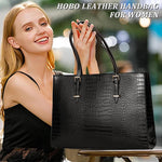 PALAY Laptop Bag for Women 15.6 Inches with Detachable Shoulder Strap and Vegan Leather Tote | Stylish Work and Travel Handbag