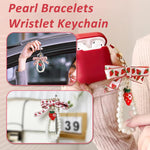 PALAY Strawberry Keychain for Girls featuring Heart Shape Carabiner and Acrylic Beads | 2Pcs Bag Charm Gift