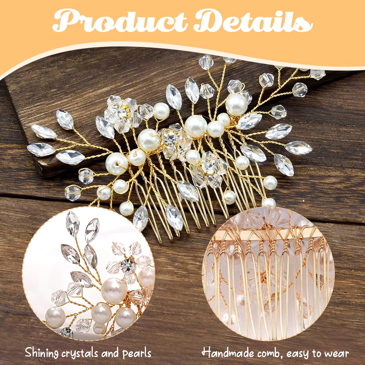 PALAY® Flower Hair Accessories for Women Pearl Crystal Rhinestone Hair Pins for Women Stylish Hair Comb Clip Bridal Hair Bun Accessories for Wedding, Daily, Party - 5 Pcs