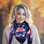 PALAY Scarf for Women 27x27 in Satin Square Wrap with Silk Like Polyester | Navy Headscarf