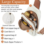 PALAY Chest Bag for Women with Triple Zipper Layers and Adjustable Strap | PU Leather 6.69x3.15x10.24 in