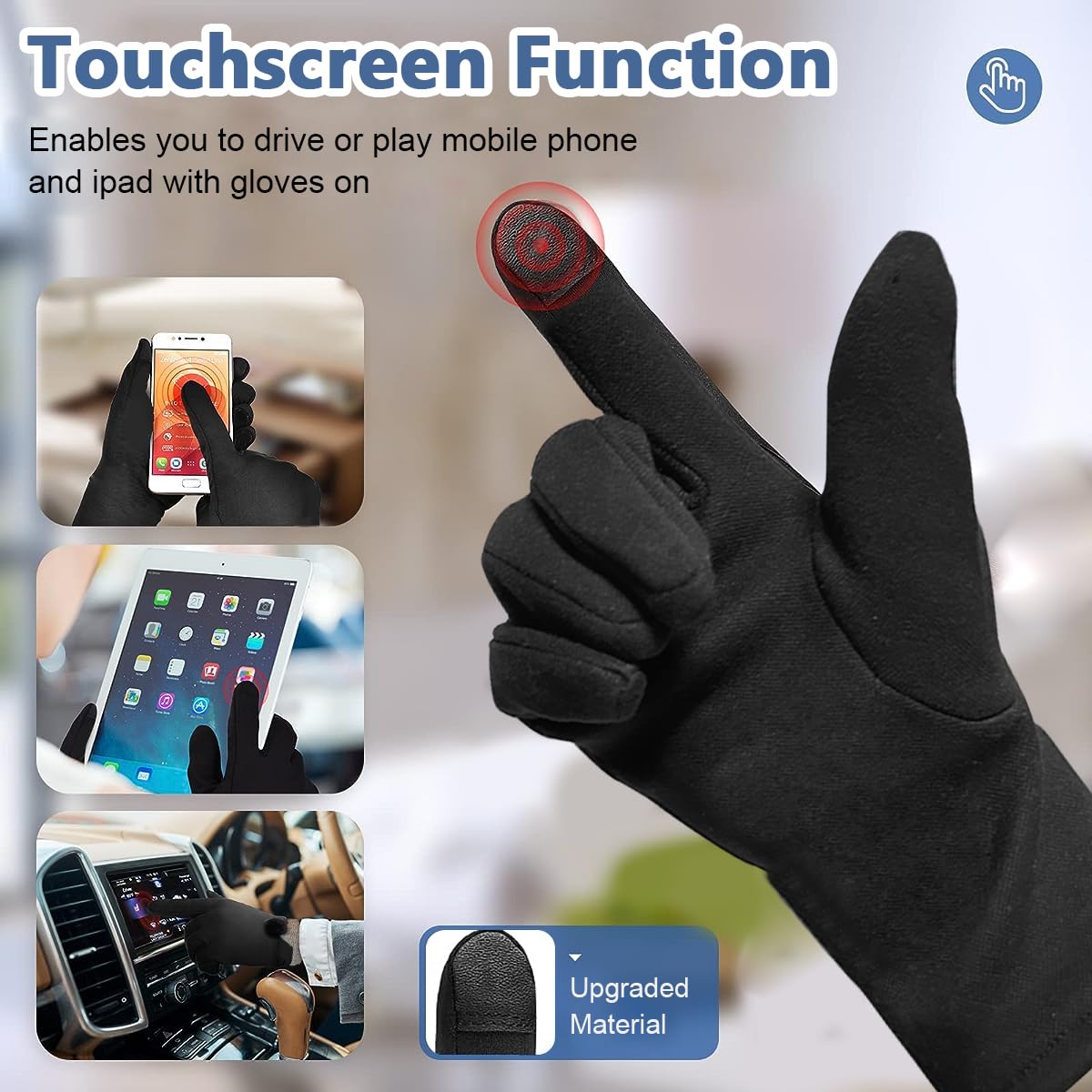 GUSTAVE® Winter Women Gloves, Wool Fleece Liner Touchscreen Gloves, Thermal Warm Winter Gloves, Outdoor Sports Gloves Thermo