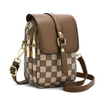 PALAY Sling Bag for Women with Multi Layered Design and 5×2.75×7.8 in Size | Brown PU Leather Crossbody Phone Purse