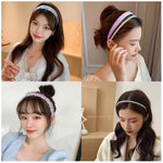 PALAY Headband Set for Women with Floral and Pearl Designs 7pcs | Purple Gift Accessory