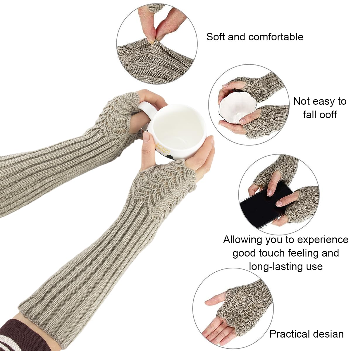 PALAY® Hand Warmers Gloves Fingerless Gloves for Women Arm Warmers Wrist Warmer Stylish Women Gloves Long Sleeve Knitting Hand Wrist Warmer Winter Fashion Piece