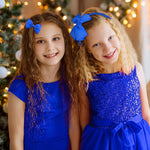 PALAY Girls Bow Hairband Set for Daily and Party Use with 20pcs Accessories in Royal Blue