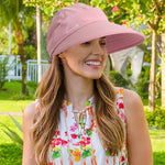 PALAY® Sun Hat Women 2 in 1 Wide Brim Sport Beach Caps for Women Summer UV Protection Cap with Detachable Top for Outdoor Fishing Baseball, Pink