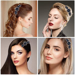 PALAY Hair Clips for Women featuring 12×11×5cm Acrylic flower comb pins | Dark Blue Bridal Accessory