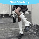 PALAY Women Knitted Leg Warmers 15.7 in for Winter Fashion featuring Zip Up Design and White Acrylic Style