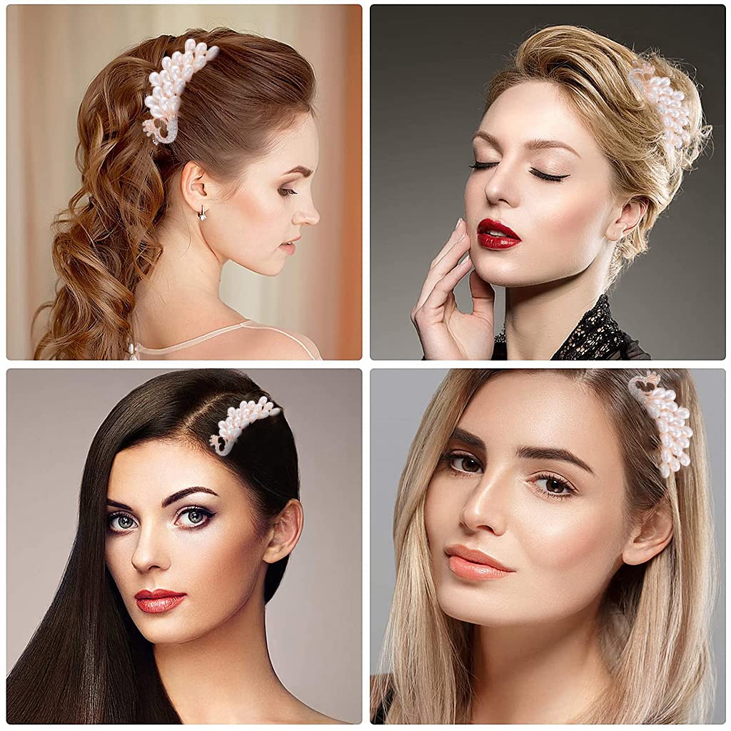 PALAY Peacock Claw Hair Clips for Women with Pearls and Rhinestones 8.5 cm | Non‑Slip Bun Clamp