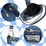 PALAY Shoulder Bag for Girls featuring 23x7x13cm compact design with chain strap and zipper closure | Blue Canvas Handbag